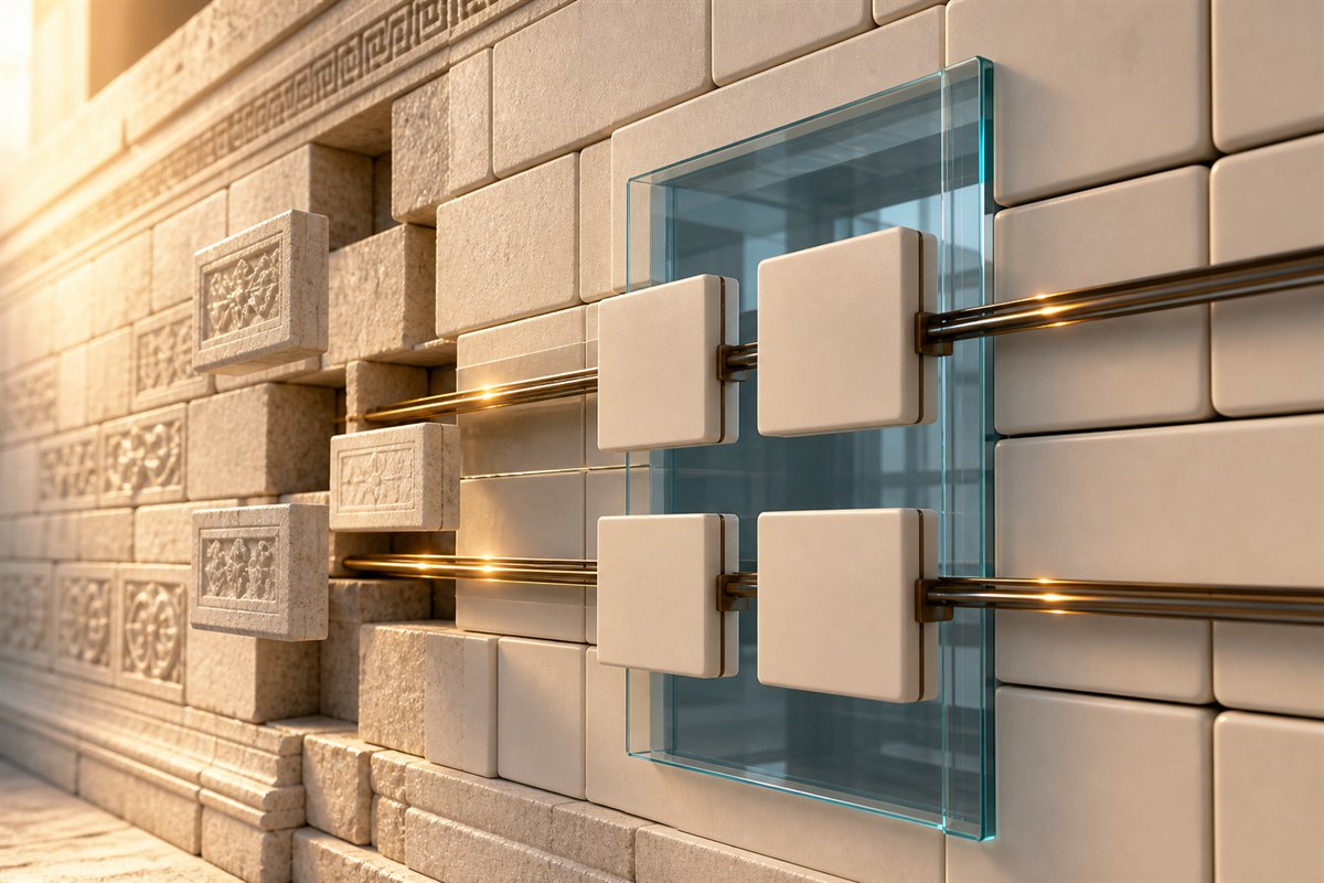 Blank reporting panels are reassembled on bronze rails and aligned through a glass comparison aperture.
